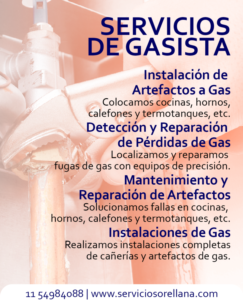Reparación e instalación de artefactos a gas. Servicios de gasista profesional. Detección de fugas de gas.